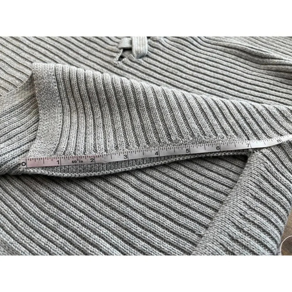 Ruby Moon Womens M Gray Knit Lace-Up Long Sleeves Sweater New - Picture 7 of 13